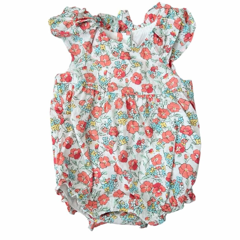Janie and Jack baby girl floral romper Size 0-3 months